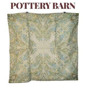 Pottery Barn Blue and Green Paisley/Peacocks 24x24 Pillow Cover/Case, NWOT